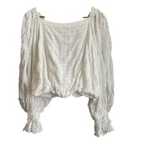 Free People White Peasant Blouse with Balloon Sleeves